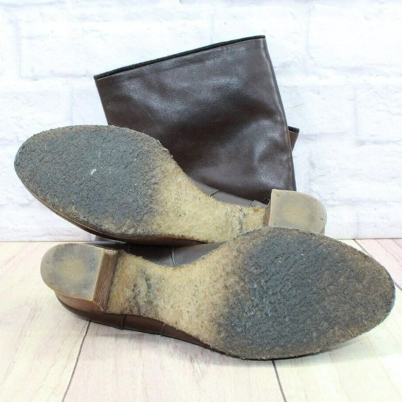 Roberto Del Carlo Brown Leather Pull On Knee High Heeled Boots Size 8.5 - Picture 10 of 10